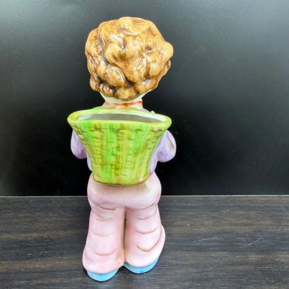 Ardalt Boy Figurine Matchstick Holder Bud Vase‎ Hiker Backpack Porcelain Figure